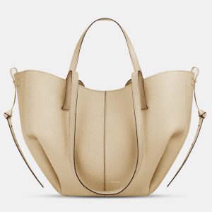 Polene Cyme Mini Grained Sand Edition Calfskin Leather Shoulder Bag, Satchels - Luxury Closet