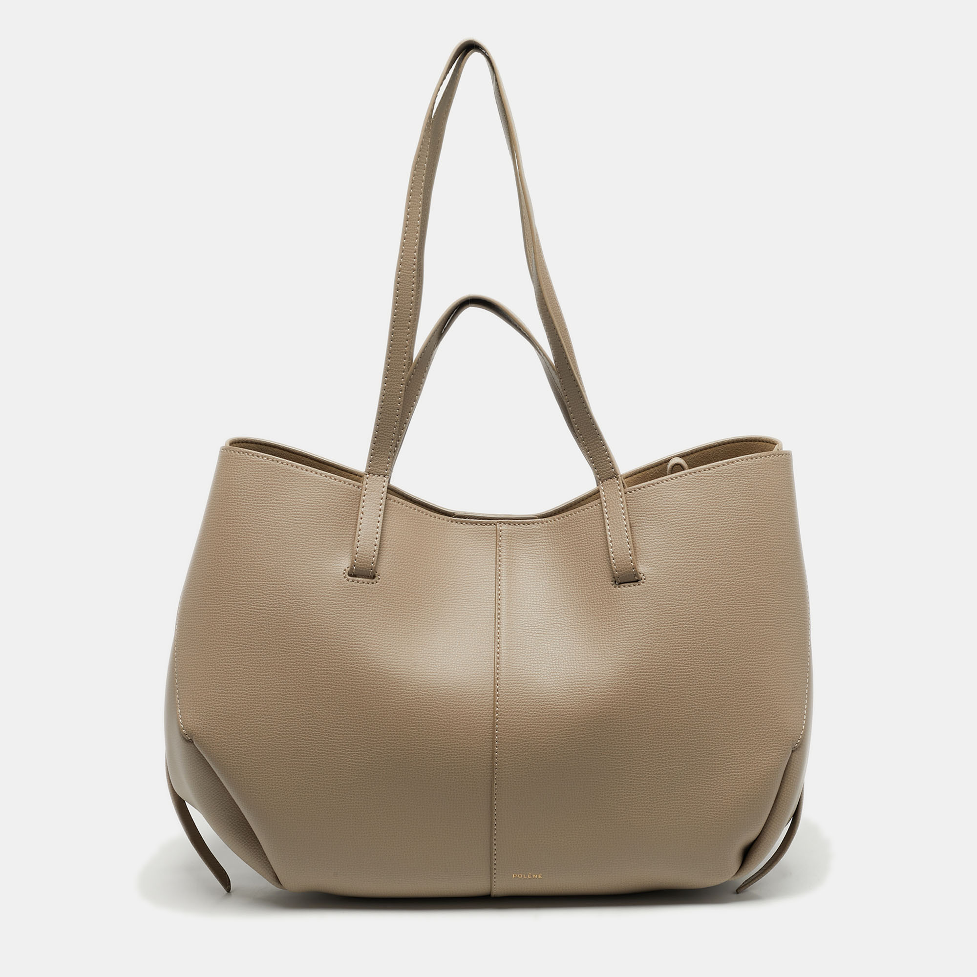 Polène Cyme Beige Leather Tote, Tote Handbags - Luxury Closet