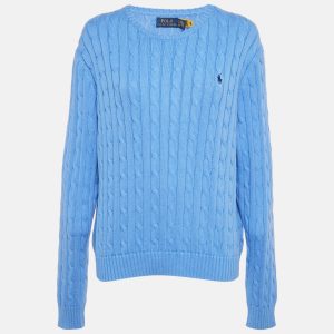 Polo Ralph Lauren Blue Cable Knit Long Sleeve Sweater XXL, Sweaters & Cardigans - Luxury Closet
