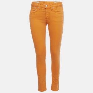 Polo Ralph Lauren Orange Denim Tompkins Skinny Crop Jeans M/Waist 28", Jeans - Luxury Closet