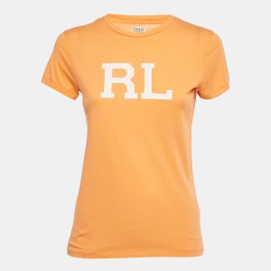 Polo Ralph Lauren Orange Logo Print Jersey T-Shirt XS, Shirts & Tops - Luxury Closet