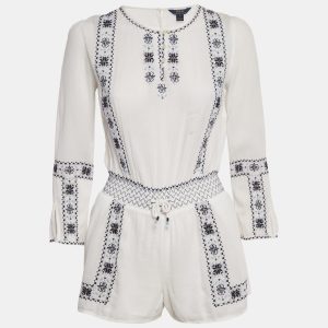 Polo Ralph Lauren White Embroidered Cotton Playsuit L, Suits - Luxury Closet