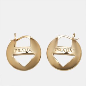 Prada Gold Tone Earrings, Jewelry - Luxury Closet