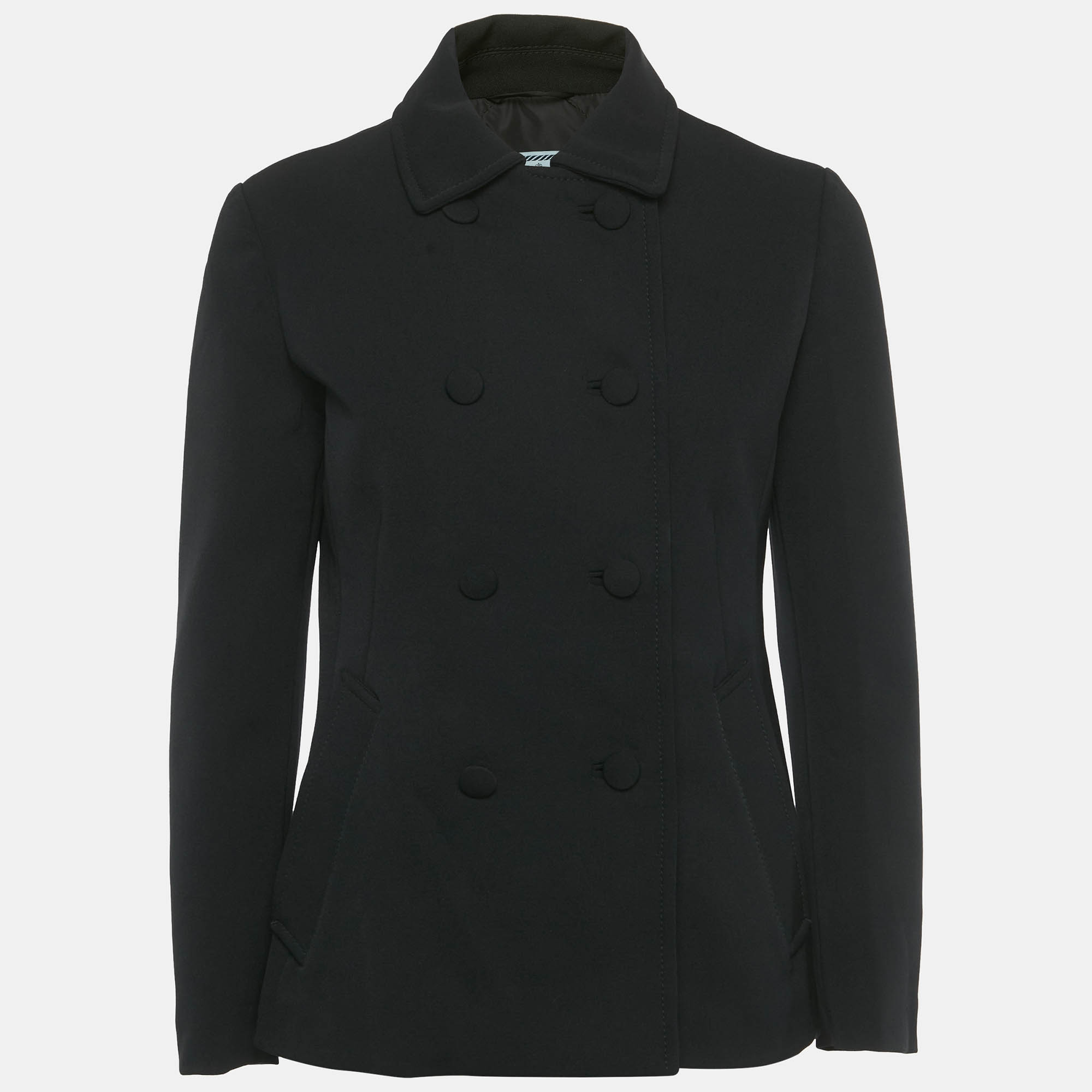 Prada Black Nylon Gabardine Double Breasted Jacket M, Coats & Jackets - Luxury Closet