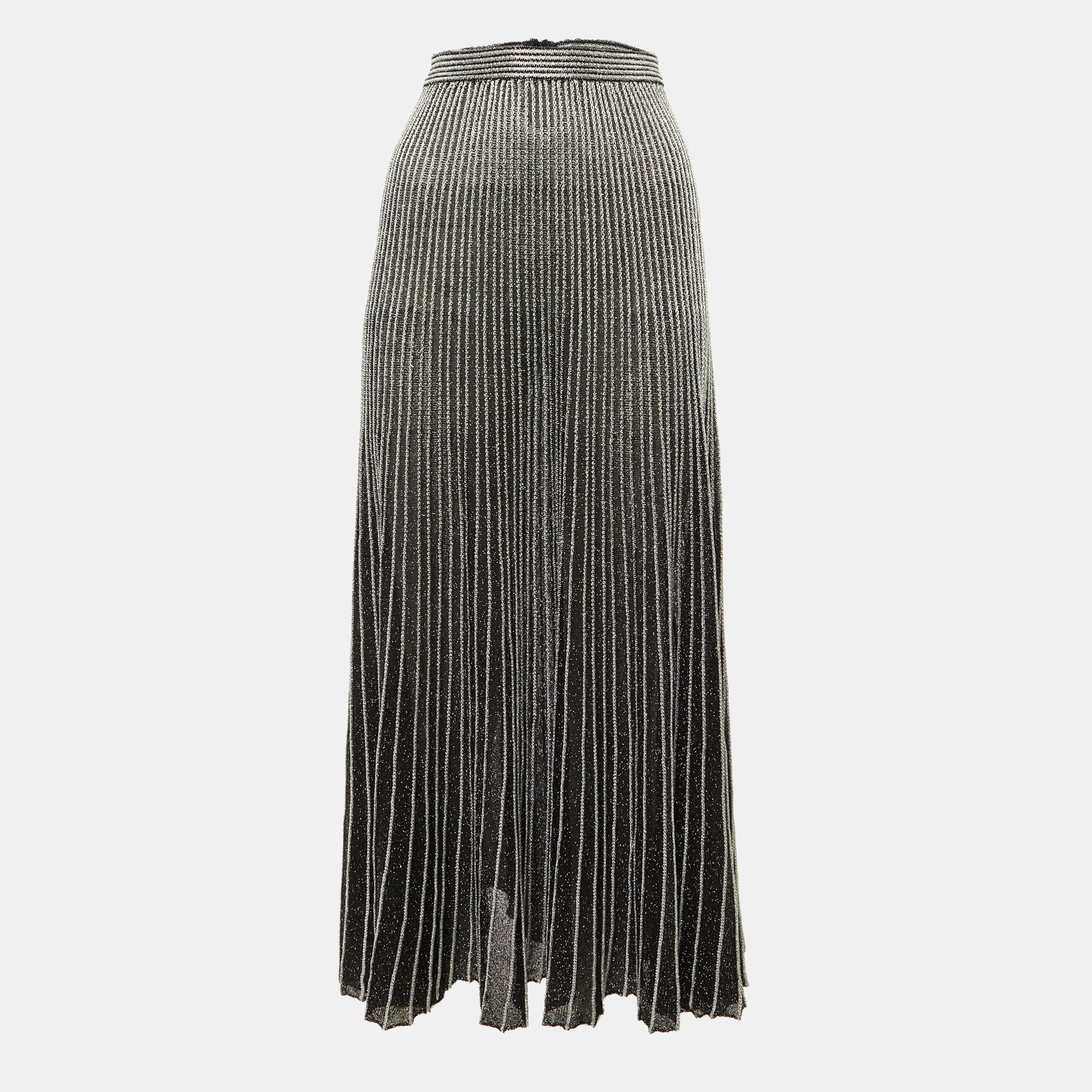 Proenza Schouler Black /Sliver Lurex Knit Sheer Maxi Skirt XS, Skirts - Luxury Closet
