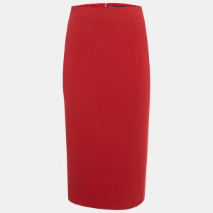 Ralph Lauren Collection Red Stretch Wool Pencil Skirt S, Skirts - Luxury Closet