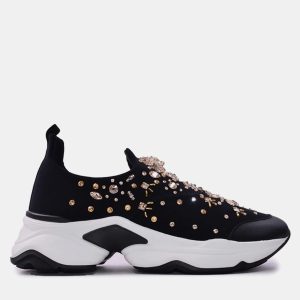 Rene Caovilla Fabric Crystal Black Leather Sneakers, Athletic Shoes & Sneakers - Luxury Closet