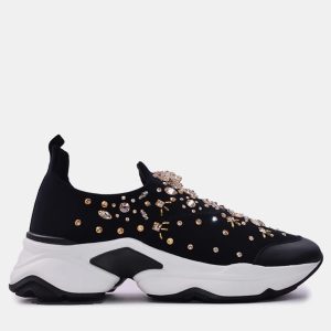 Rene Caovilla Fabric Crystal Black Leather Sneakers, Athletic Shoes & Sneakers - Luxury Closet