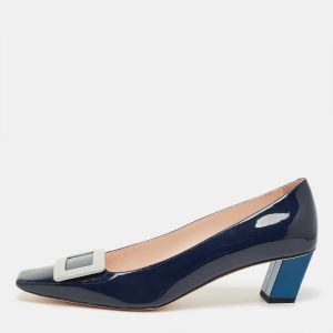 Roger Vivier Navy Blue Patent Leather Trompette Pumps Size 41, Pumps - Luxury Closet