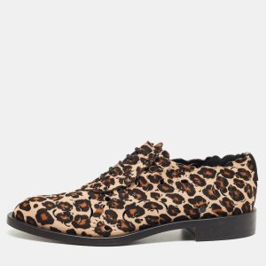 Roger Vivier Brown Leopard Print Calf Hair Lace Up Oxfords Size 40, Shoes - Luxury Closet
