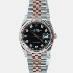 Rolex Datejust 126231 Automatic Black 18K Rose Gold Stainless Steel Women&rsquo;s Wristwatch 36 mm, Watches - Luxury Closet