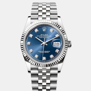 Rolex Datejust 126234-0037 Automatic Blue Diamond Stainless Steel Women&rsquo;s Wristwatch 36 mm, Watches - Luxury Closet