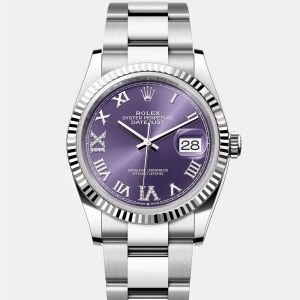 Rolex Datejust 126234-0021 Automatic Purple Diamond Stainless Steel Women&rsquo;s Wristwatch 36 mm, Watches - Luxury Closet