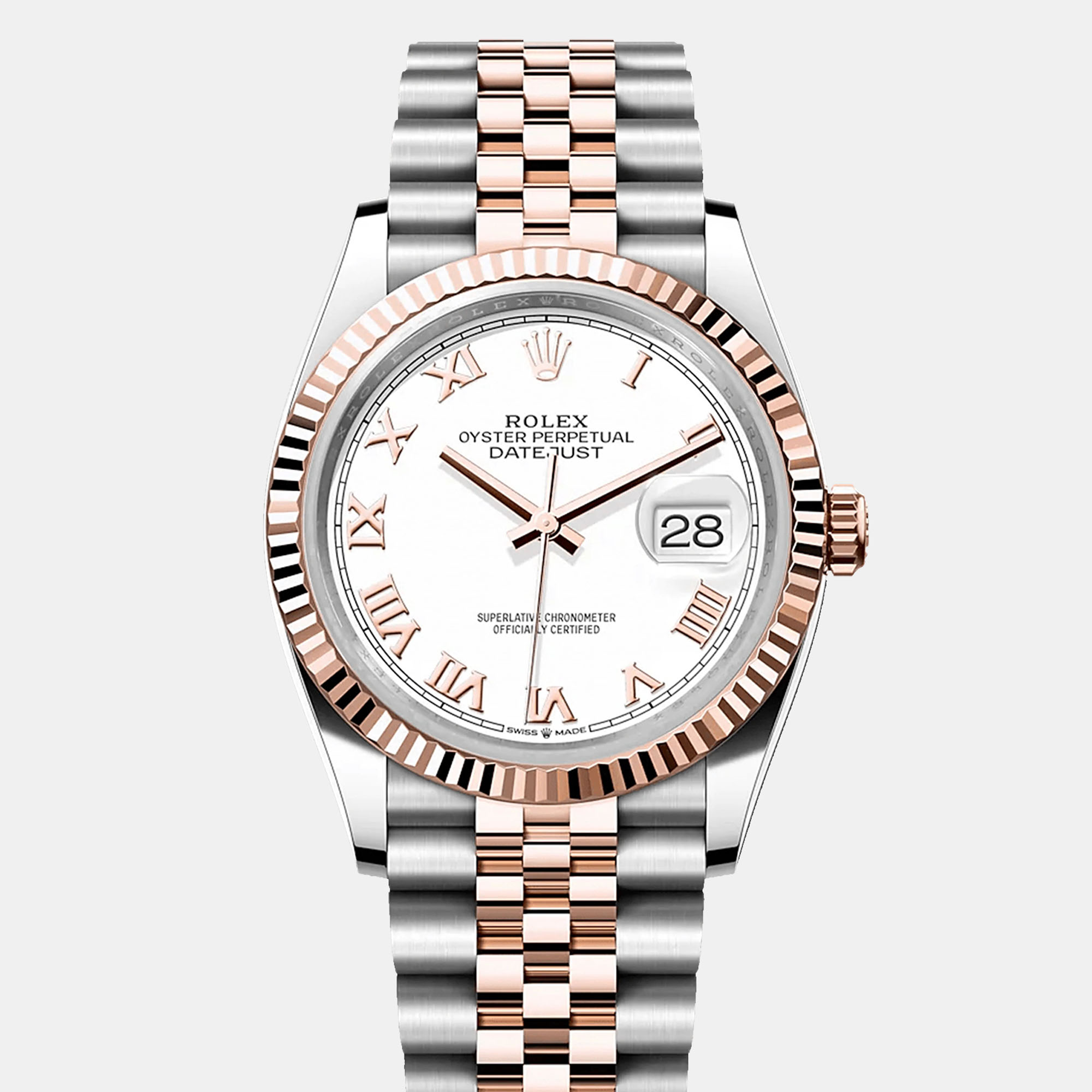 Rolex Datejust 126231-0015 Automatic White 18K Rose Gold Stainless Steel Women’s Wristwatch 36 mm, Watches - Luxury Closet
