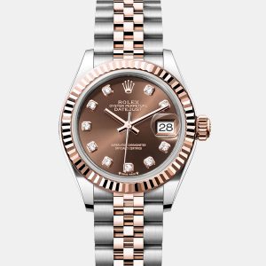 Rolex Datejust 279171-0011 Automatic Chocolate Diamond 18K Rose Gold Stainless Steel Women&rsquo;s Wristwatch 28 mm, Watches - Luxury Closet