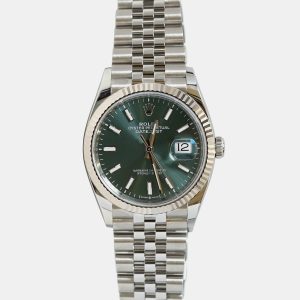 Rolex Datejust 126234-0051 Automatic Green Stainless Steel Women&rsquo;s Wristwatch 36 mm, Watches - Luxury Closet