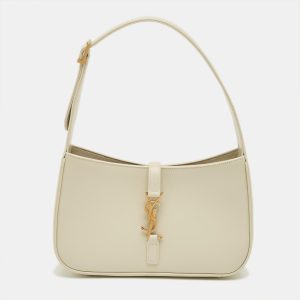 Saint Laurent Ivory Leather LE 5 &Agrave; 7 Shoulder Bag, Shoulder Bags - Luxury Closet