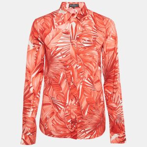 Salvatore Ferragamo Red Tropical Print Cotton Shirt S, Shirts & Tops - Luxury Closet