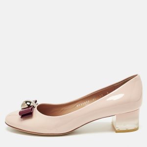 Salvatore Ferragamo Pink/Red Patent Leather Fiammetta Pumps Size 40.5, Pumps - Luxury Closet