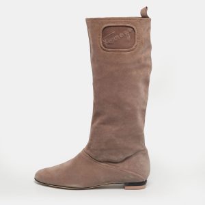 Salvatore Ferragamo Dusty Pink Suede My Sweet Calf Length Boots Size 40, Boots - Luxury Closet