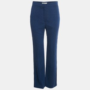 Sandro Blue Jacquard Crepe Amparo Pants L, Clothing - Luxury Closet