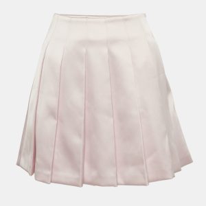 Self-Portrait Pink Satin Pleated Mini Skirt S, Skirts - Luxury Closet
