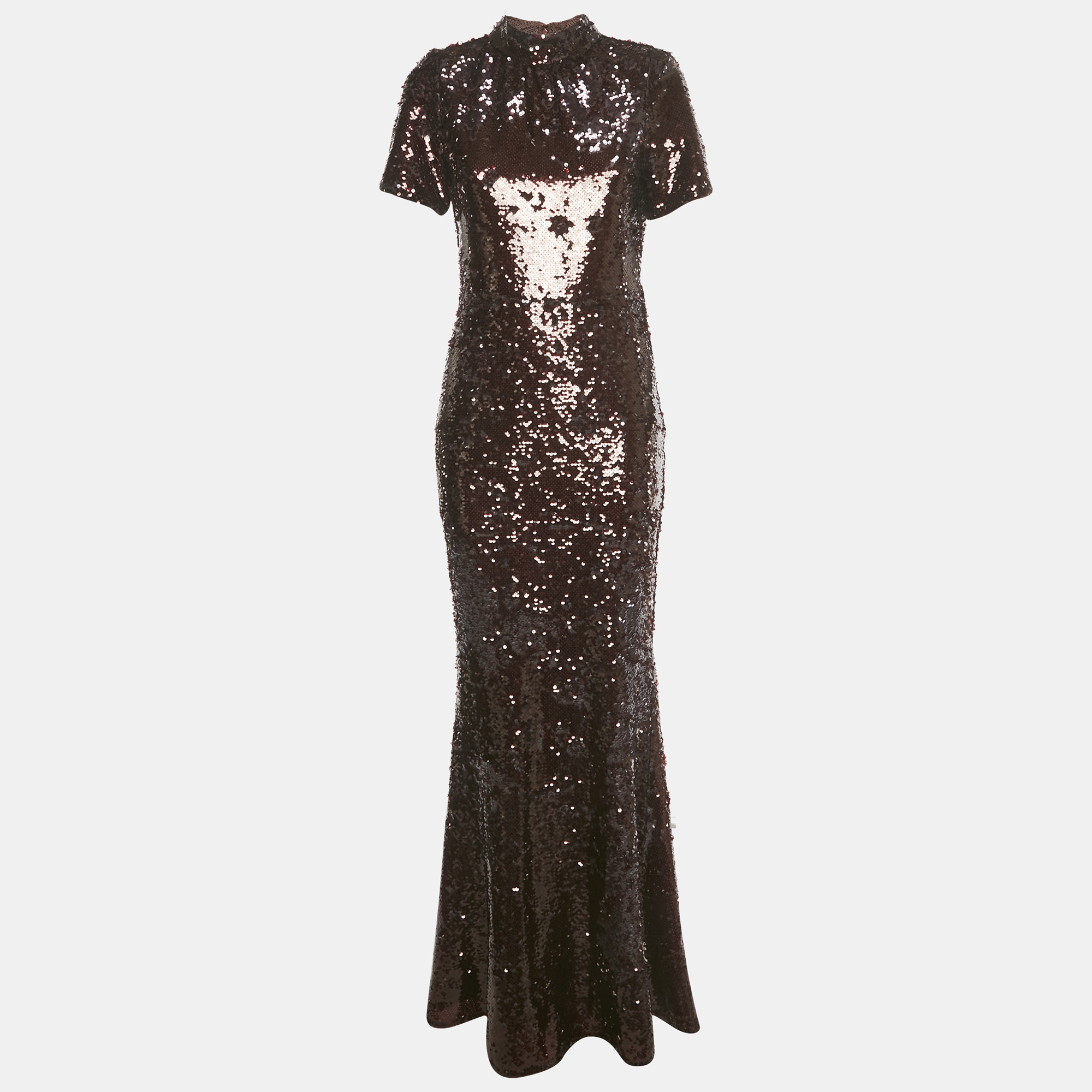 Self-Portrait Brown Sequin Maxi Dress M, Dresses - Luxury Closet