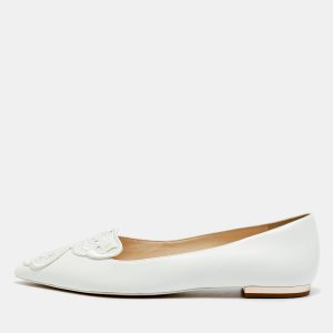 Sophia Webster Bibi Butterfly Size 41 White Leather Pointed Toe Ballet Flats, Flats - Luxury Closet