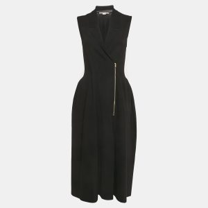 Stella McCartney Black Stretch Knit Collared Midi Dress M, Dresses - Luxury Closet