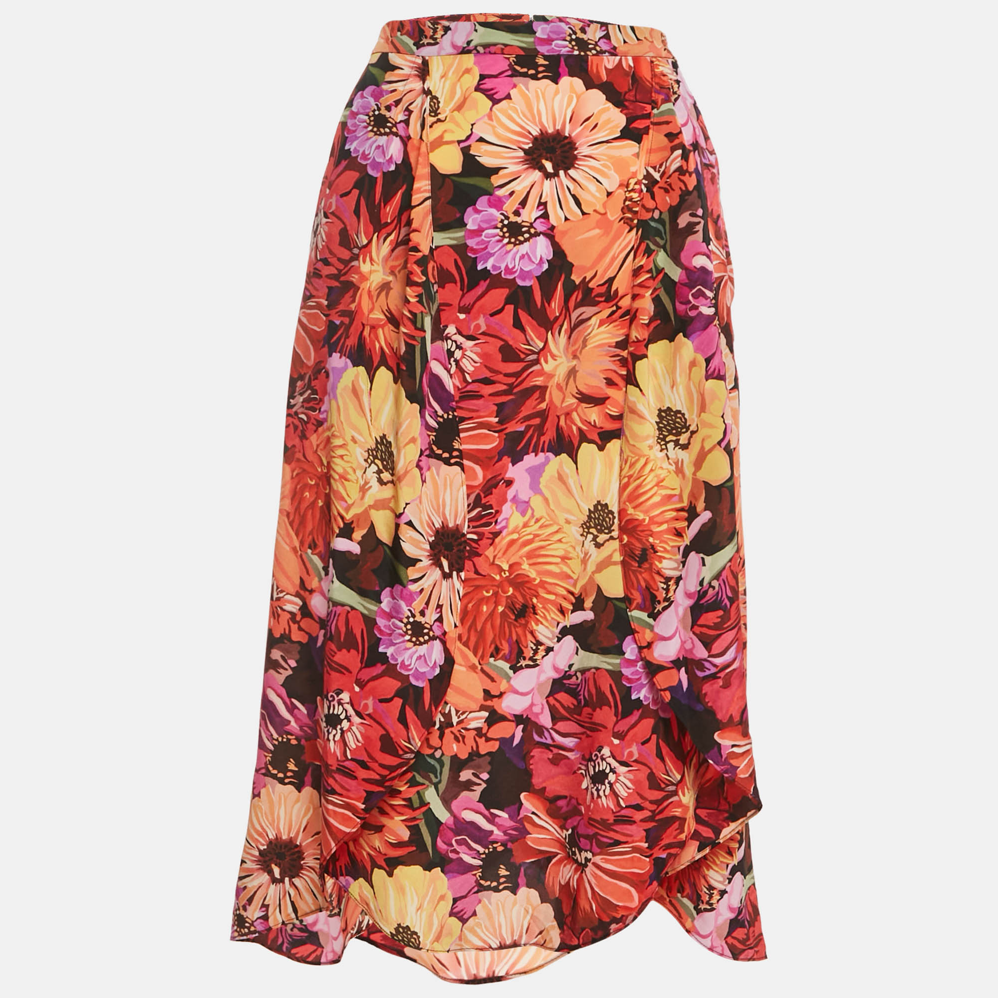 Stella McCartney Multicolor Flower Print Silk Midi Skirt S, Skirts - Luxury Closet