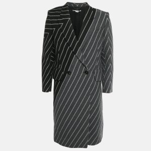 Stella McCartney Monochrome Striped Wool Mid-Length Coat S, Coats & Jackets - Luxury Closet