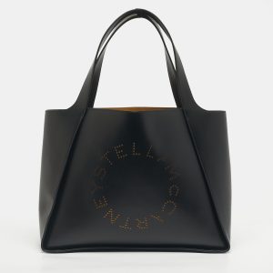 Stella McCartney Black Faux Leather Large The Logo Tote, Tote Handbags - Luxury Closet