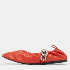 Stella McCartney Orange Faux Leather Falabella Soft Ballet Flats Size 37, Flats - Luxury Closet