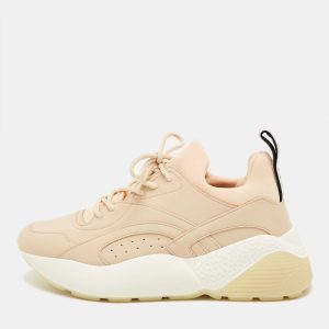 Stella McCartney Cream/White Fabric and Faux Leather Eclypse Lace Up Sneakers Size 39, Athletic Shoes & Sneakers - Luxury Closet