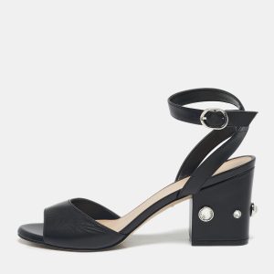 Stuart Weitzman Black Leather Allshine Ankle Strap Sandals Size 39, Sandals - Luxury Closet