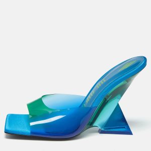 The Attico Blue/Green PVC Cheope Slide Sandals Size 39, Sandals - Luxury Closet