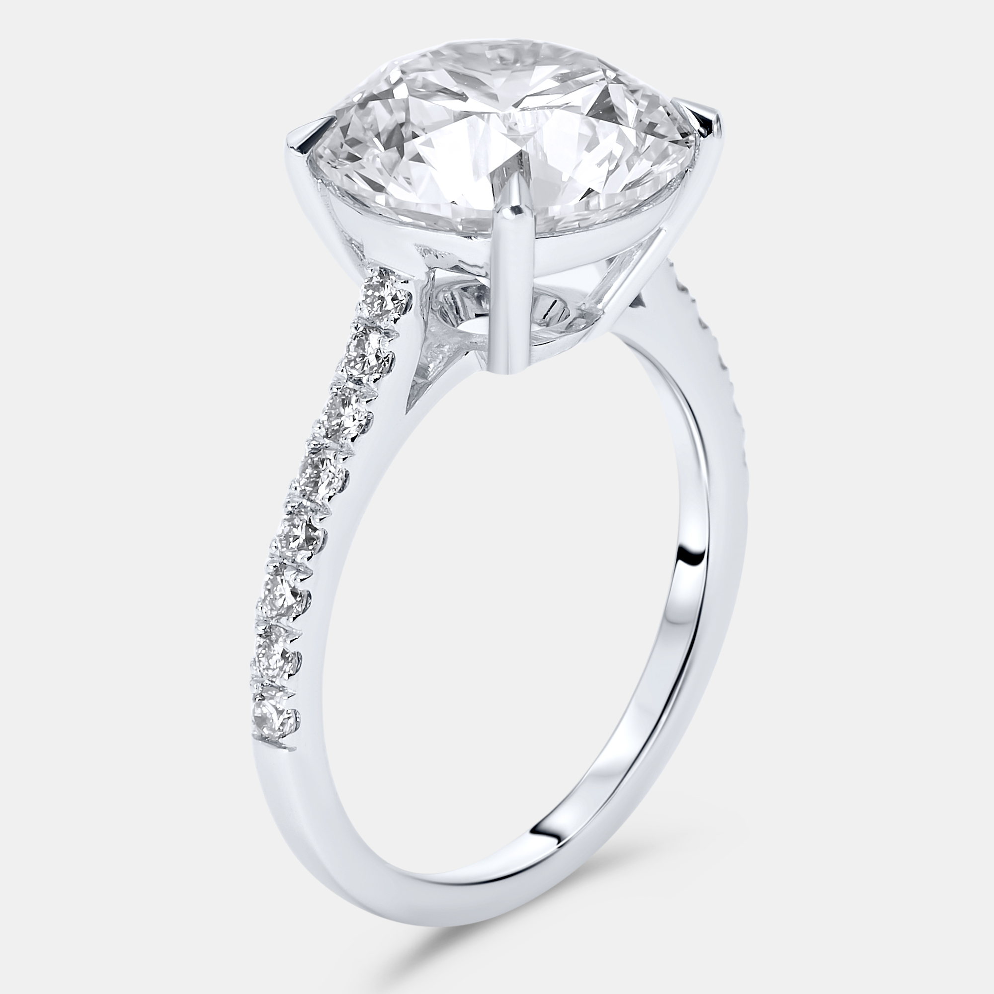 5.3 cts Round Lab Grown Diamond 18k White Gold Ring Size 51, Rings - Luxury Closet