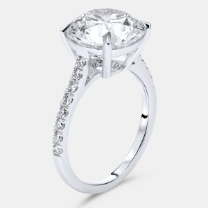 5.3 cts Round Lab Grown Diamond 18k White Gold Ring Size 54, Rings - Luxury Closet