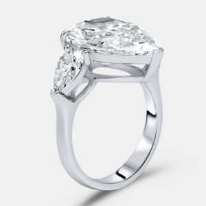 7.7 cts Pear Brilliant Lab Grown Diamond 18k White Gold Ring Size 54, Rings - Luxury Closet