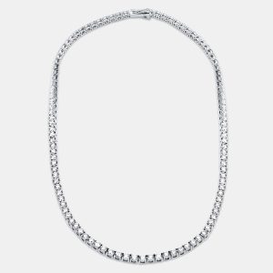 20 cts Round Lab Grown Diamond 18k White Gold Necklace, Necklaces - Luxury Closet
