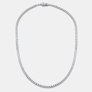 10.00 cts Round Lab Grown Diamonds 18k White Gold Tennis Necklace, Necklaces - Luxury Closet