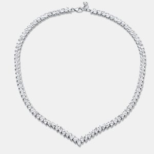 30.5 Cts Marquise 18K White Gold Lab Grown Diamonds Necklace, Necklaces - Luxury Closet
