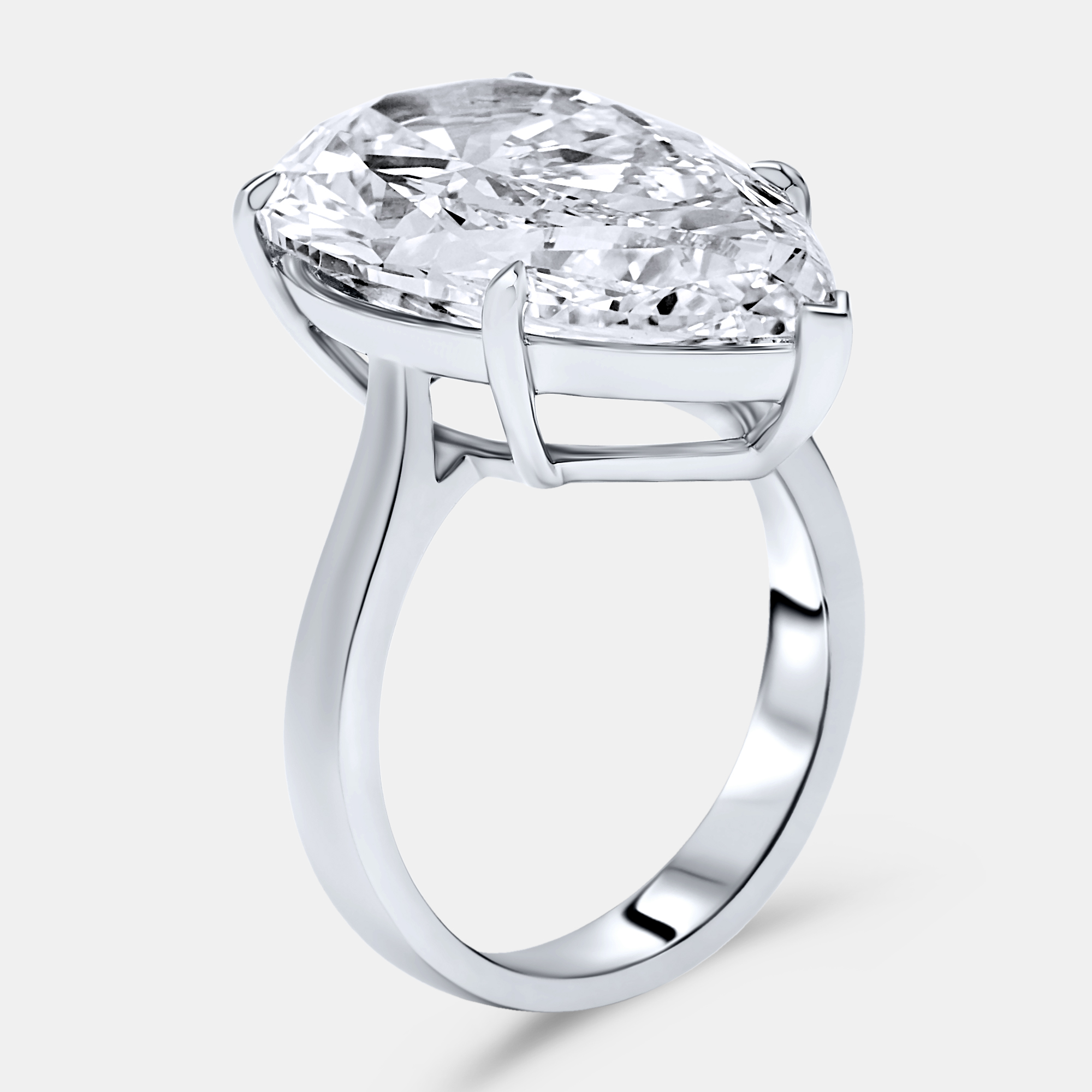 7.00 cts Pear Brilliant Lab Grown Diamond 18k White Gold Ring Size 52, Rings - Luxury Closet