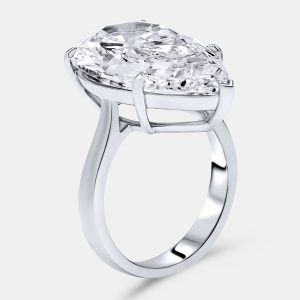 7.00 cts Pear Brilliant Lab Grown Diamond 18k White Gold Ring Size 54, Rings - Luxury Closet