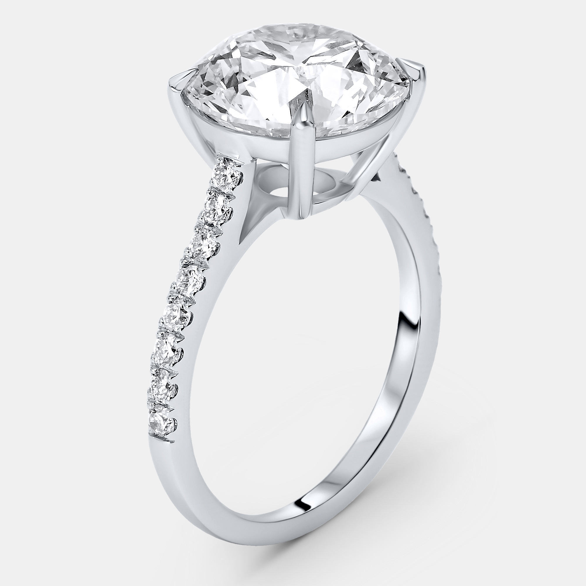 3.30 cts Round Brilliant Lab Grown Diamonds 18k White Gold Ring Size 54, Rings - Luxury Closet
