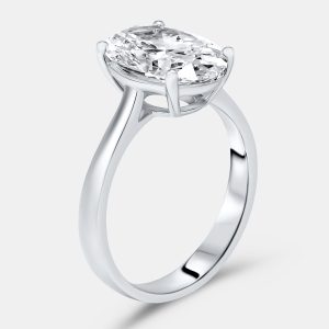 3.00 cts Oval Brilliant Lab Grown Diamond 18k White Gold Ring Size 54, Rings - Luxury Closet