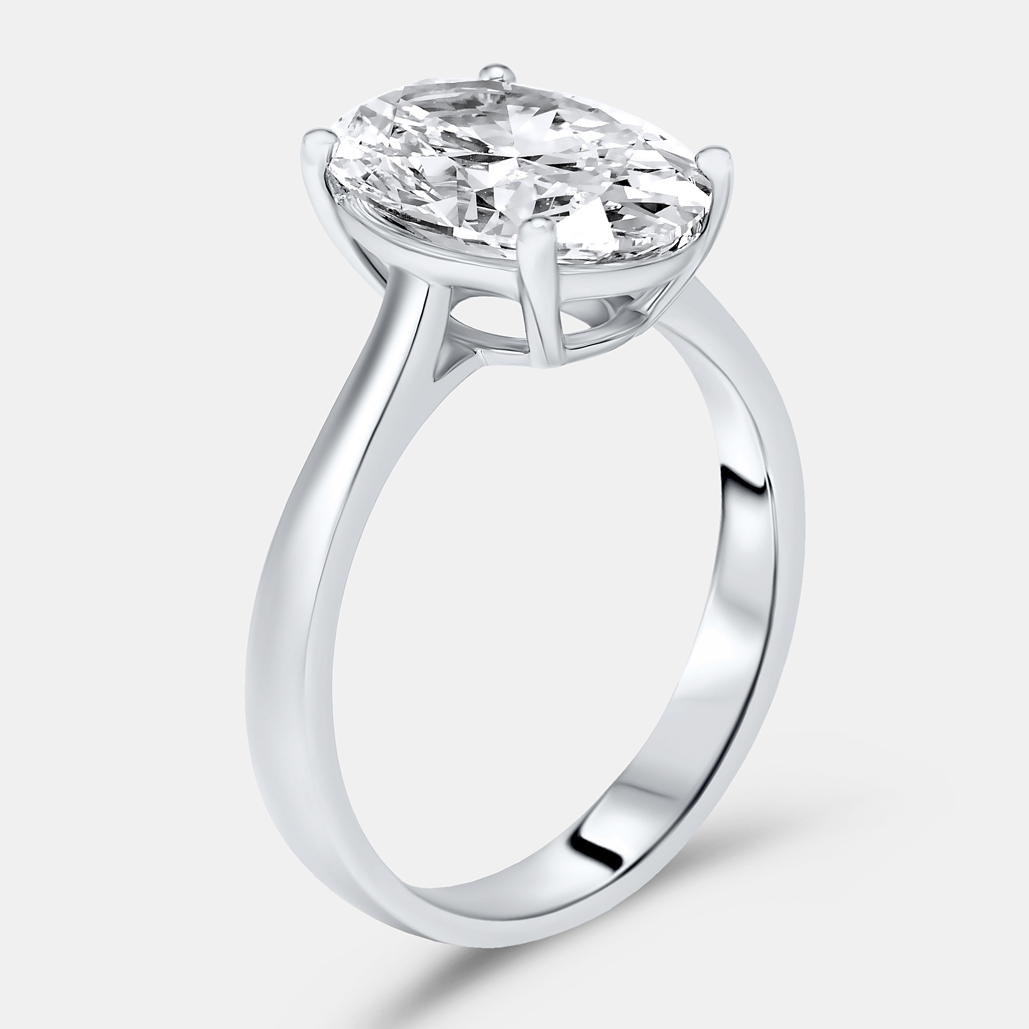 3.00 cts Oval Brilliant Lab Grown Diamond 18k White Gold Ring Size 54, Rings - Luxury Closet