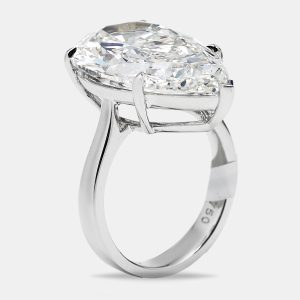 4.00 cts Pear Brilliant Lab Grown Diamonds 18k White Gold Ring Size 56, Rings - Luxury Closet