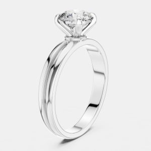 6.00 ct Round 18k White Gold Solitaire Lab Grown Diamond Band Size 53, Rings - Luxury Closet