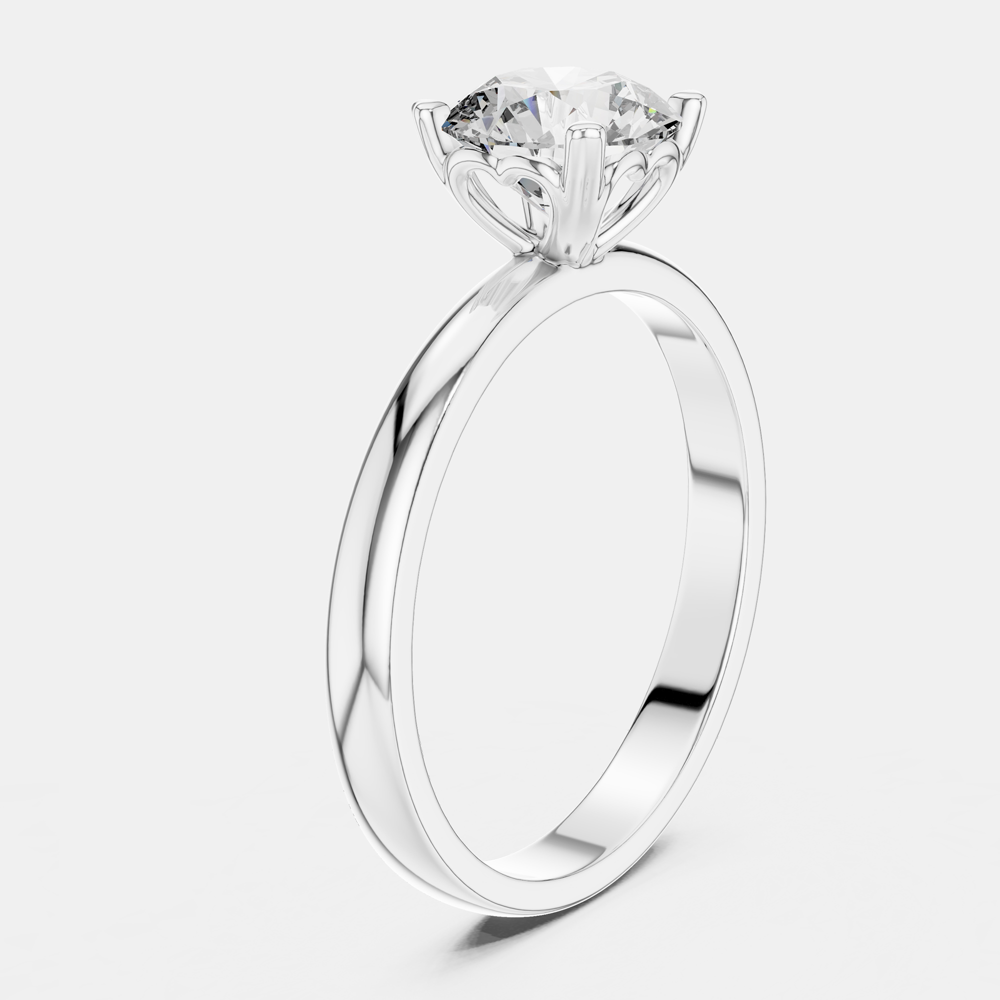 6.00 ct Round 18k White Gold Solitaire Lab Grown Diamond Band Size 53, Rings - Luxury Closet